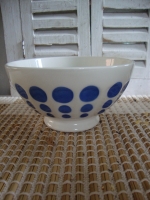 Antieke Franse Caf&eacute; au lait kom polkadot