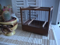 brocante houten vogelkooitje naturel