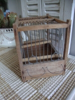 brocante houten vogelkooitje naturel