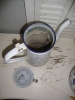 Oude emaille koffiekan Saks Blau