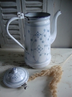 Oude emaille koffiekan Saks Blau