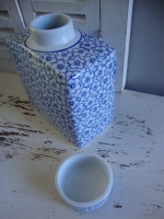 dekselpot blauw wit keramiek
