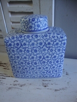 dekselpot blauw wit keramiek