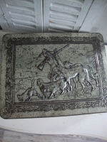 vintage blikken trommel met jachttafereel