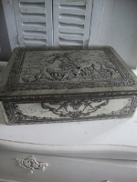 vintage blikken trommel met jachttafereel