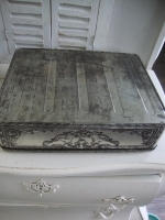 vintage blikken trommel met jachttafereel