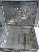 vintage blikken trommel met jachttafereel