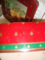 brocante groot koekblik met fruitafbeelding