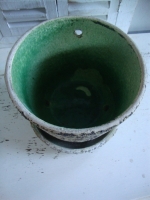 Vintage Berkenbast bloempot met schotel
