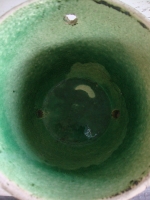 Vintage Berkenbast bloempot met schotel