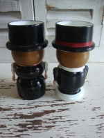 vintage houten eierdoppen man en vrouw
