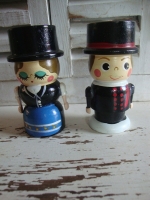 vintage houten eierdoppen man en vrouw